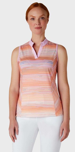 Callaway Striped Sleeveless dames polo, papaya