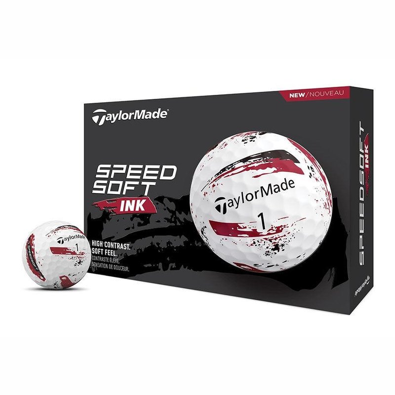 TaylorMade SpeedSoft Ink golfballen (12 ballen), rood