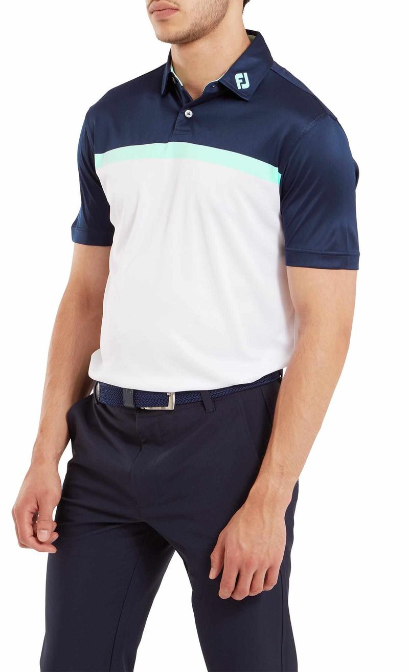 FootJoy Colour Block Lisle heren polo, wit