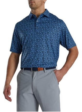 FootJoy Painted Floral Lisle heren polo, navy