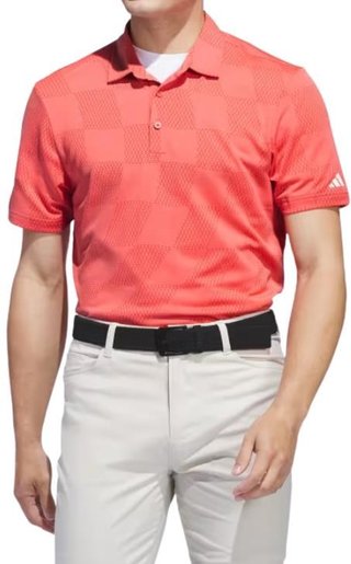 Adidas Textured heren polo, preloved scarlet