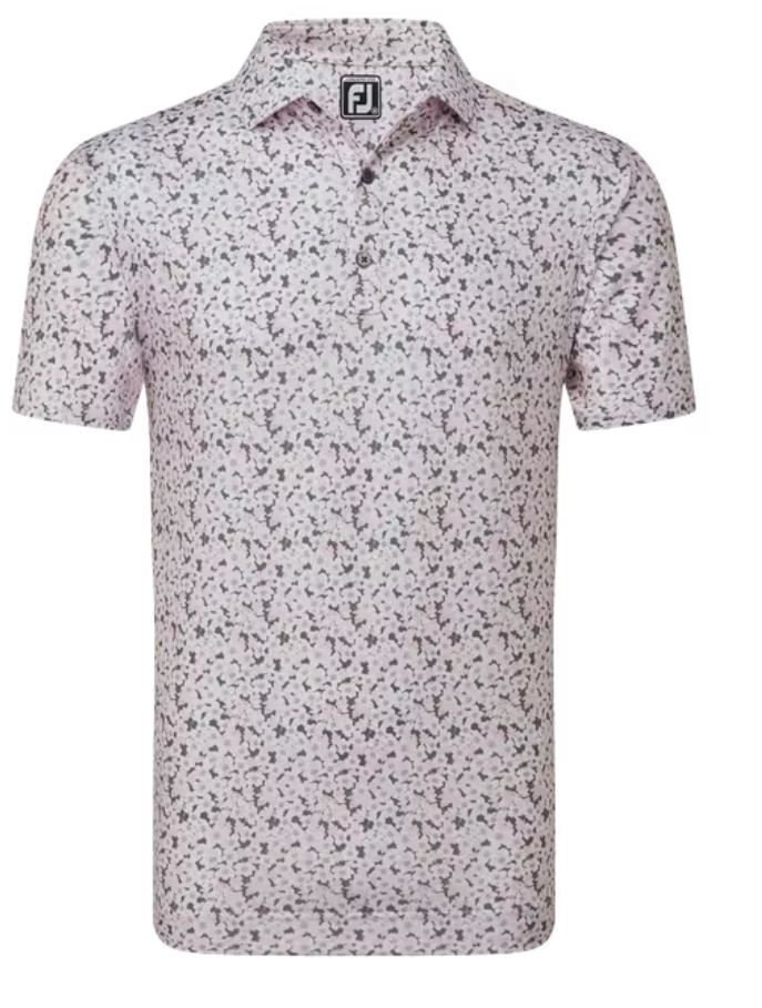 FootJoy Primrose Print Lisle heren polo, lichtroze