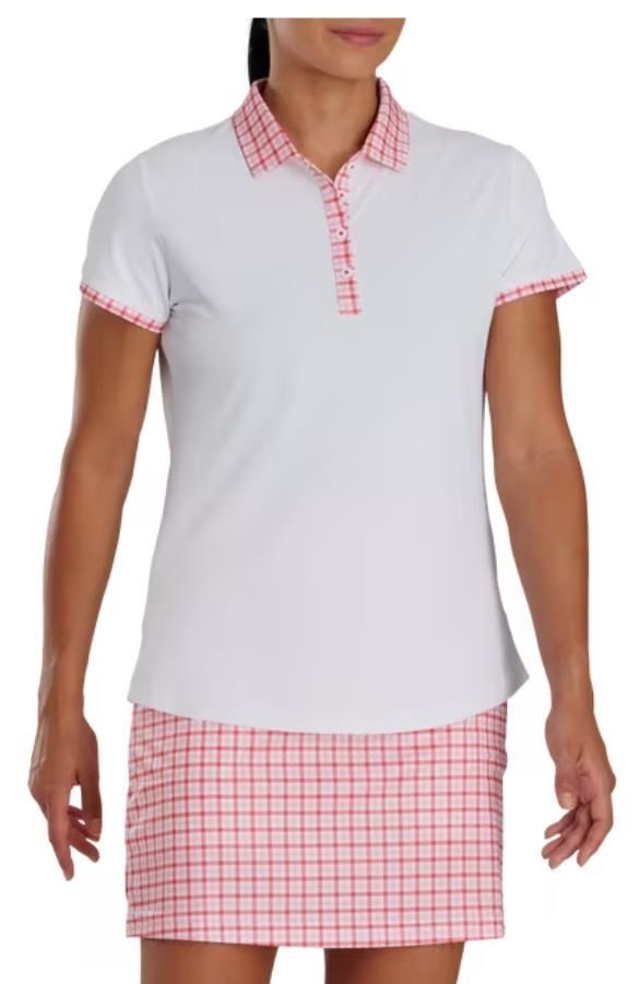 FootJoy Gingham Trim dames polo, wit