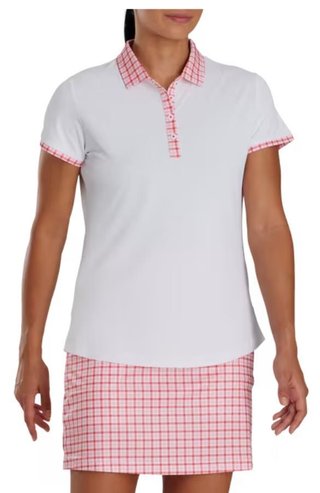 FootJoy Gingham Trim dames polo, wit