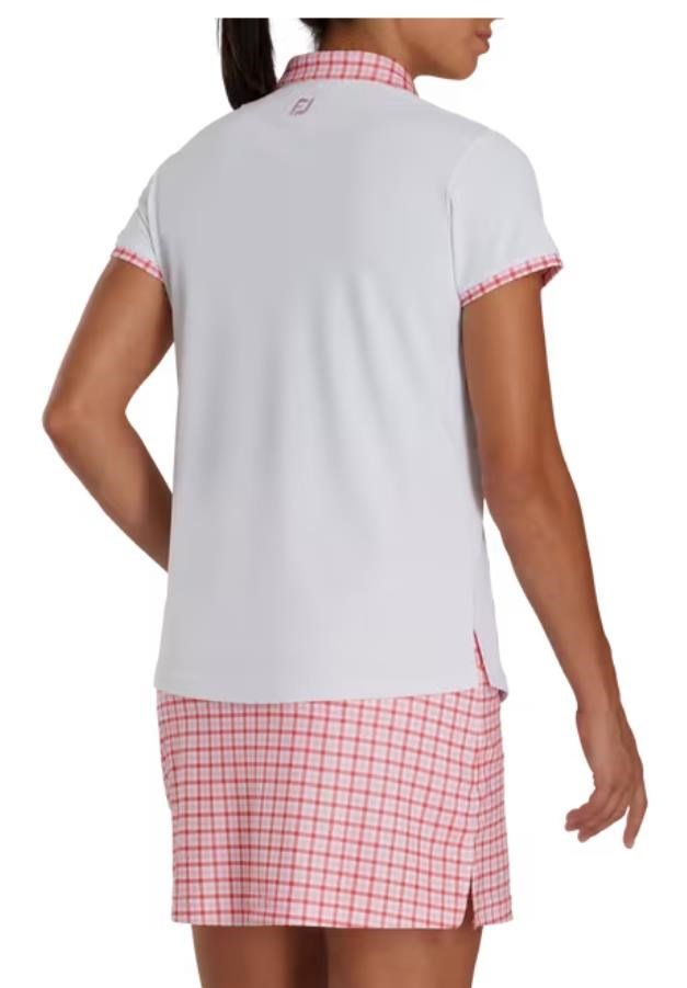 FootJoy Gingham Trim dames polo, wit