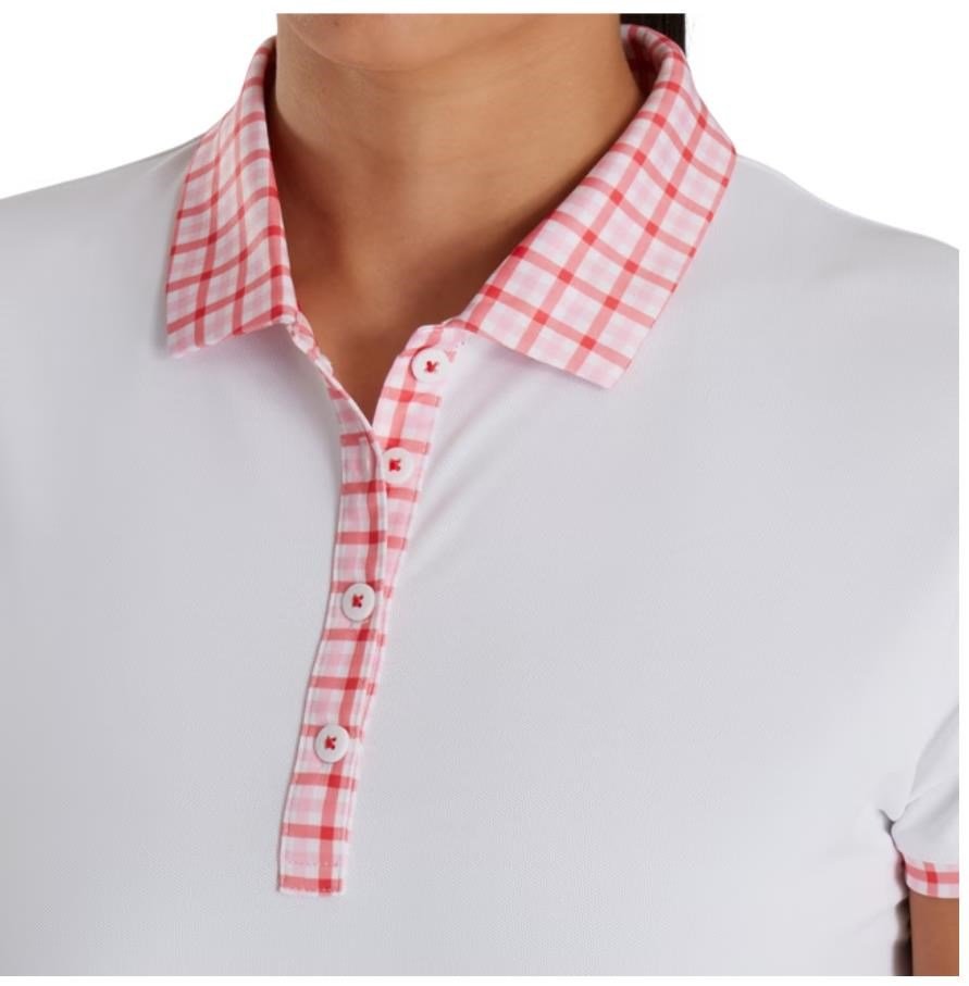 FootJoy Gingham Trim dames polo, wit