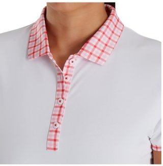 FootJoy Gingham Trim dames polo, wit