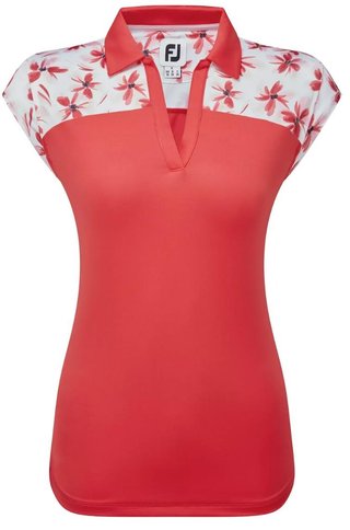 FootJoy Blocked Floral Print Lisle dames polo, rood