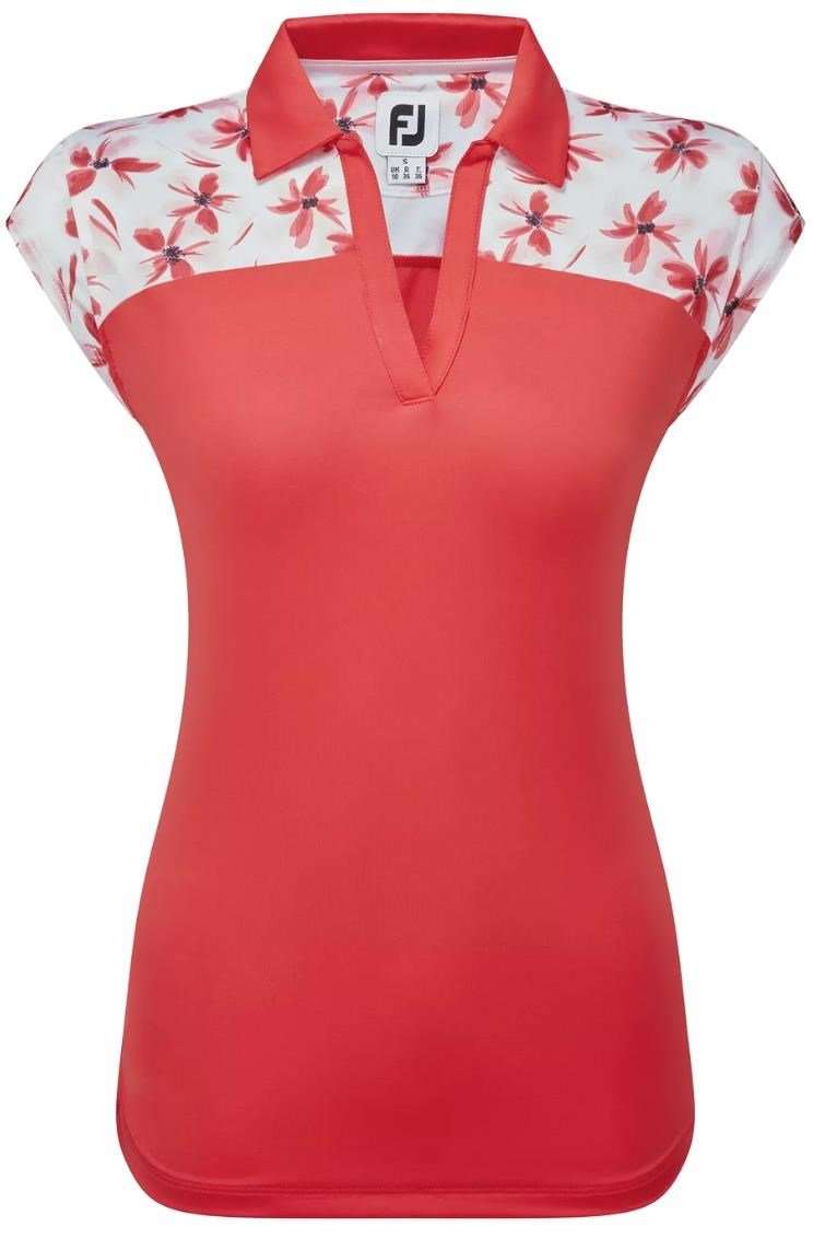 FootJoy Blocked Floral Print Lisle dames polo, rood