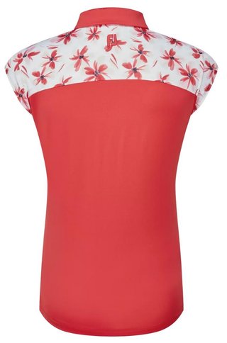 FootJoy Blocked Floral Print Lisle dames polo, rood