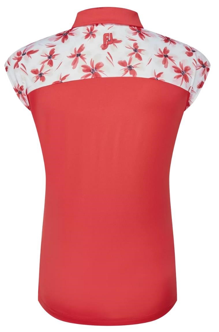 FootJoy Blocked Floral Print Lisle dames polo, rood