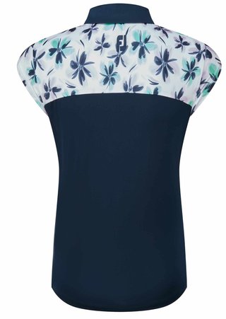 FootJoy Blocked Floral Print Lisle dames polo, navy