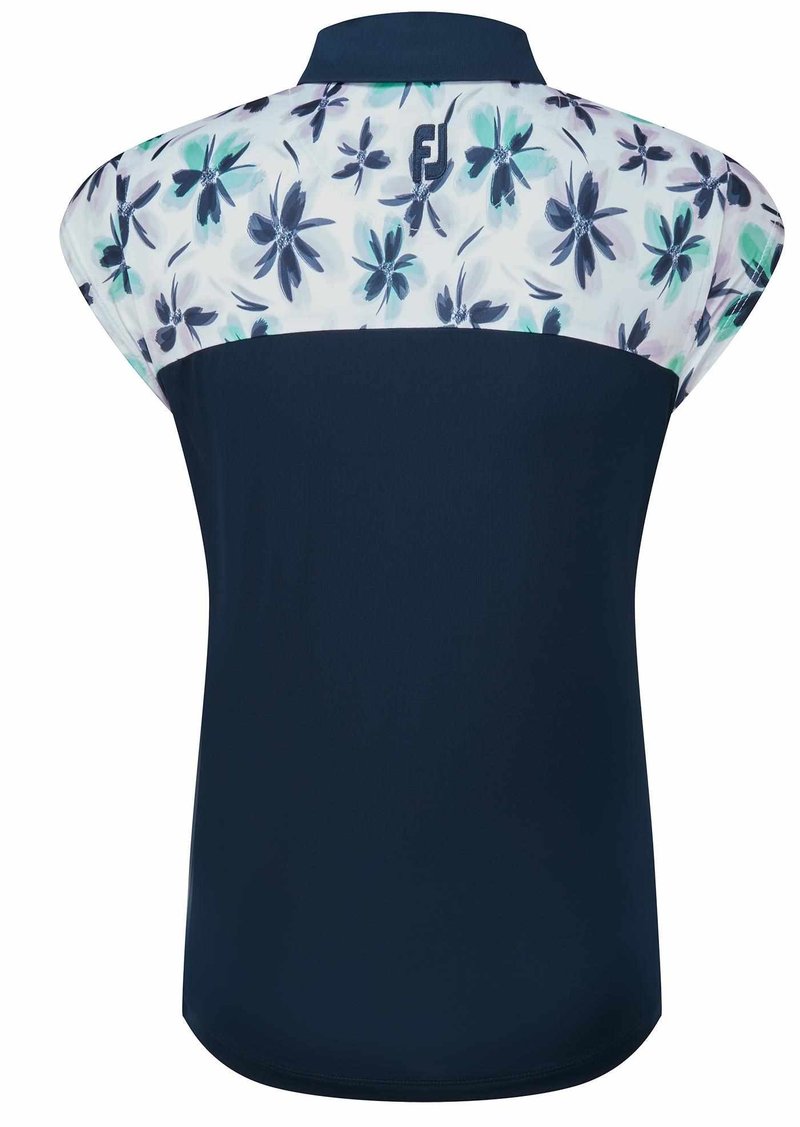 FootJoy Blocked Floral Print Lisle dames polo, navy