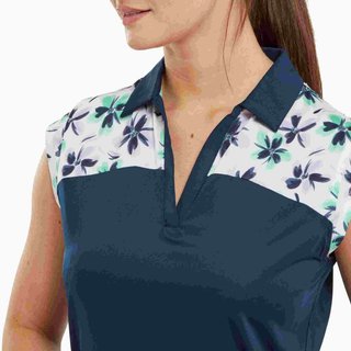 FootJoy Blocked Floral Print Lisle dames polo, navy