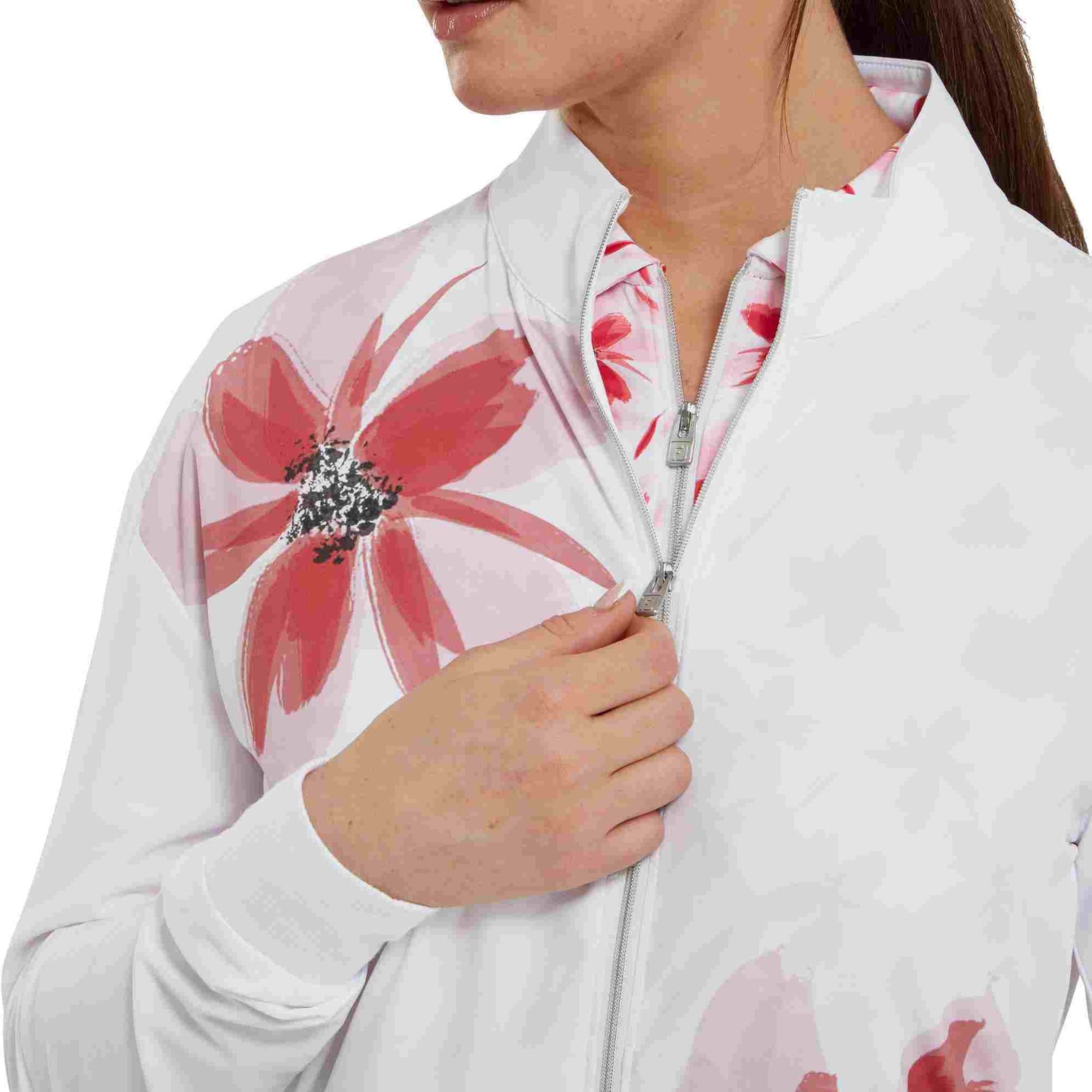 FootJoy Lightweight Full-Zip dames jack, wit/roze