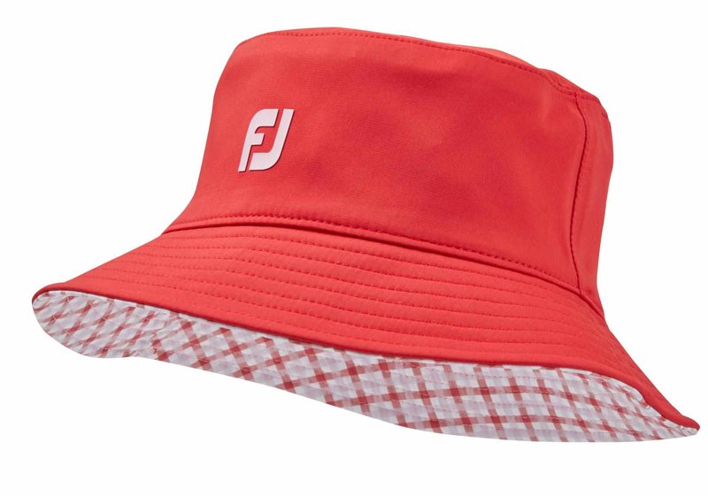 FootJoy Reversible dames bucket hat, rood/gingham
