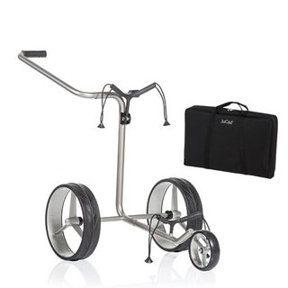 JuCad Junior Stainless Steel handmatige trolley met 3 wielen + draagtas JTT, zilver
