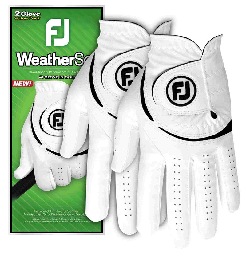 FootJoy WeatherSof heren golfhandschoen (2 PACK), wit/zwart