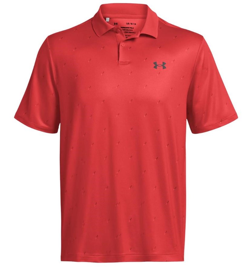 Under Armour Performance 3.0 Printed heren polo, red solstice/castlerock