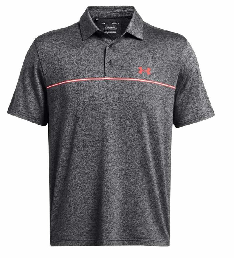 Under Armour Playoff 3.0 Stripe heren polo, black/red solstice