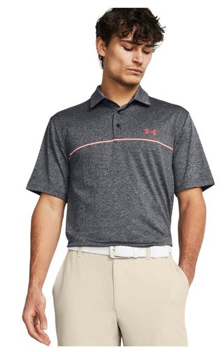 Under Armour Playoff 3.0 Stripe heren polo, black/red solstice