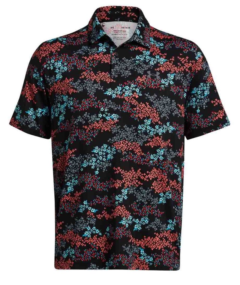 Under Armour Playoff 3.0 Printed heren polo, black/hydro teal