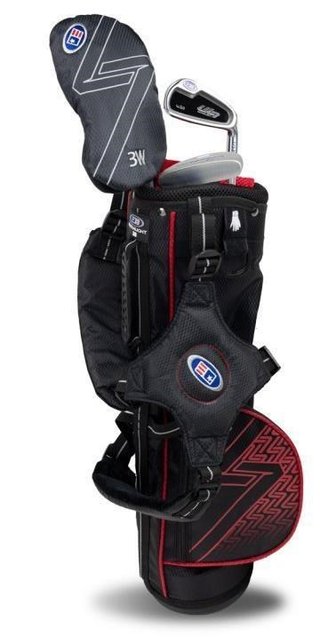 U.S. Kids Golf UL7-39 (99cm) W30 3-Club junior golfset + draagtas, zwart/rood