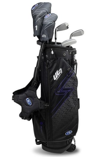 U.S. Kids Golf UL7-54 (137cm) W15 5-Club junior golfset + stand bag, zwart/paars