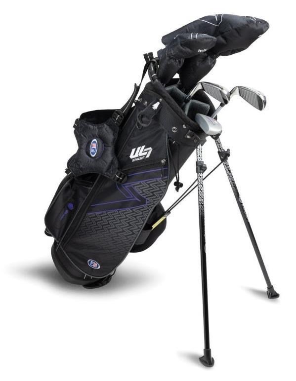 U.S. Kids Golf UL7-54 (137cm) W15 5-Club junior golfset + stand bag, zwart/paars