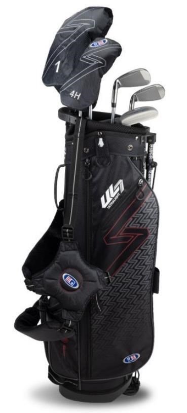 U.S. Kids Golf UL7-60 (152cm) W10 5-Club junior golfset + stand bag, zwart/donkerrood