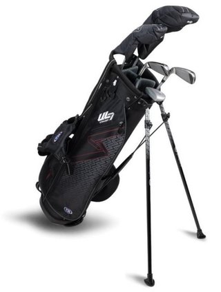 U.S. Kids Golf UL7-60 (152cm) W10 5-Club junior golfset + stand bag, zwart/donkerrood