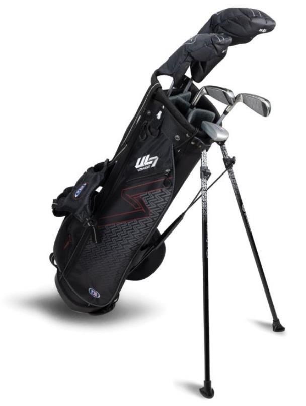 U.S. Kids Golf UL7-60 (152cm) W10 5-Club junior golfset + stand bag, zwart/donkerrood