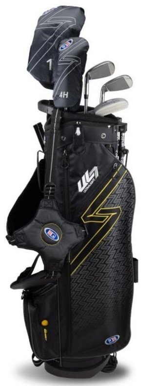 U.S. Kids Golf UL7-63 (160cm) W10 junior golfset, grafiet, + standtas, zwart/goud
