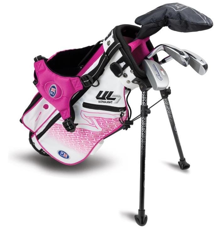 U.S. Kids Golf UL7-42 (107cm) W25 4-Club junior golfset + stand bag, wit/roze