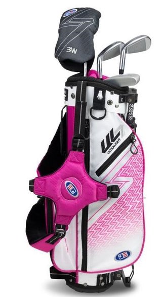 U.S. Kids Golf UL7-42 (107cm) W25 4-Club junior golfset + stand bag, wit/roze