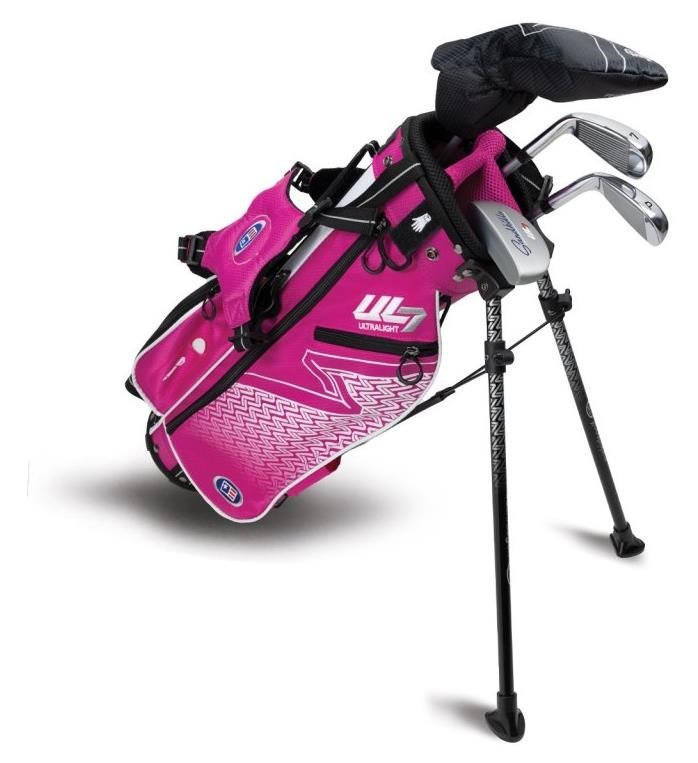 U.S. Kids Golf UL7-45 (114cm) W25 4-Club junior golfset + stand bag, roze/wit