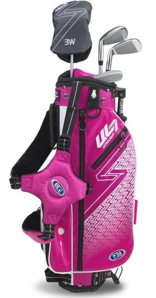 U.S. Kids Golf UL7-45 (114cm) W25 4-Club junior golfset + stand bag, roze/wit