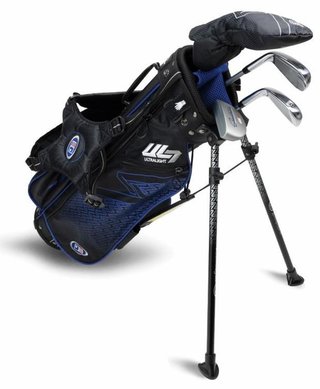 U.S. Kids Golf UL7-45 (114cm) W25 4-Club junior golfset + stand bag, zwart/blauw