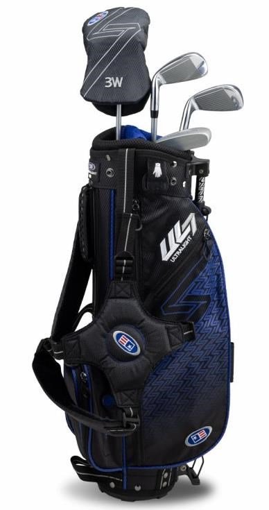 U.S. Kids Golf UL7-45 (114cm) W25 4-Club junior golfset + stand bag, zwart/blauw