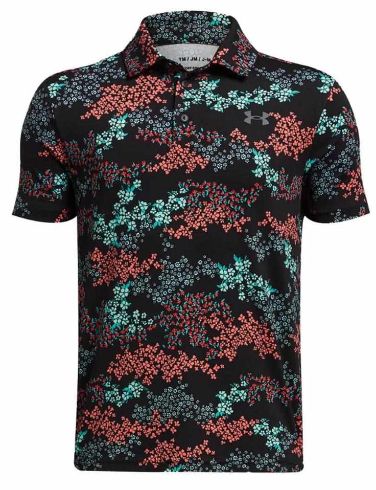 Under Armour Playoff Printed junior polo, zwart/hydro teal