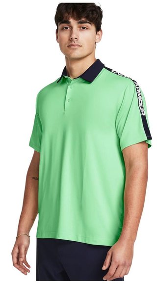 Under Armour Playoff 3.0 Striker heren polo, matrix green/midnight navy/white