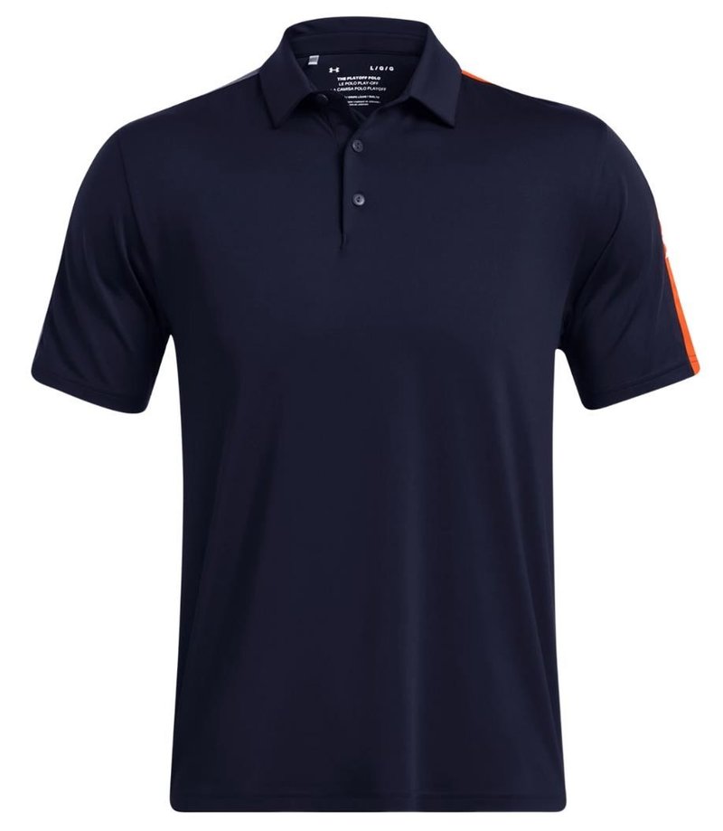 Under Armour Playoff 3.0 Striker heren polo, midnight navy/phoenix fire/white