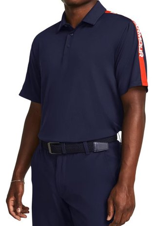 Under Armour Playoff 3.0 Striker heren polo, midnight navy/phoenix fire/white