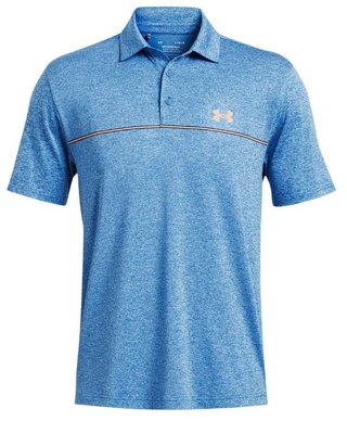 Under Armour Playoff 3.0 Stripe heren polo, photon blue/nova orange/midnight navy