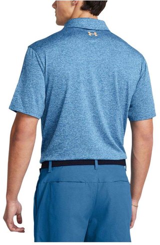 Under Armour Playoff 3.0 Stripe heren polo, photon blue/nova orange/midnight navy