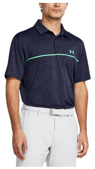 Under Armour Playoff 3.0 Stripe heren polo, midnight navy/vapor green