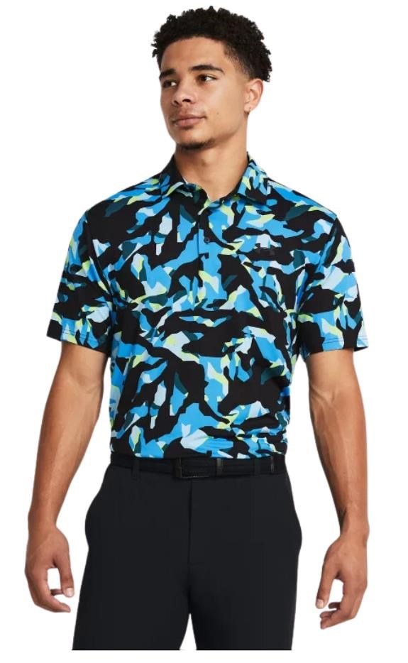 Under Armour Playoff 3.0 Printed heren polo, zwart/capri