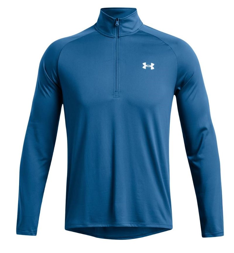 Under Armour Tech 2.0 1/2 Zip heren longsleeve shirt, photon blue/white