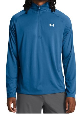 Under Armour Tech 2.0 1/2 Zip heren longsleeve shirt, photon blue/white