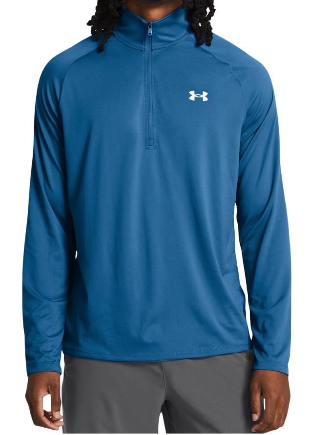 Under Armour Tech 2.0 1/2 Zip heren longsleeve shirt, photon blue/white